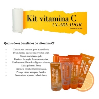 Kit Água Micelar, sabonete, esfoliante e Gel hidratante - Vitamina C - Anti-idade - Clareador - DERMACHEM