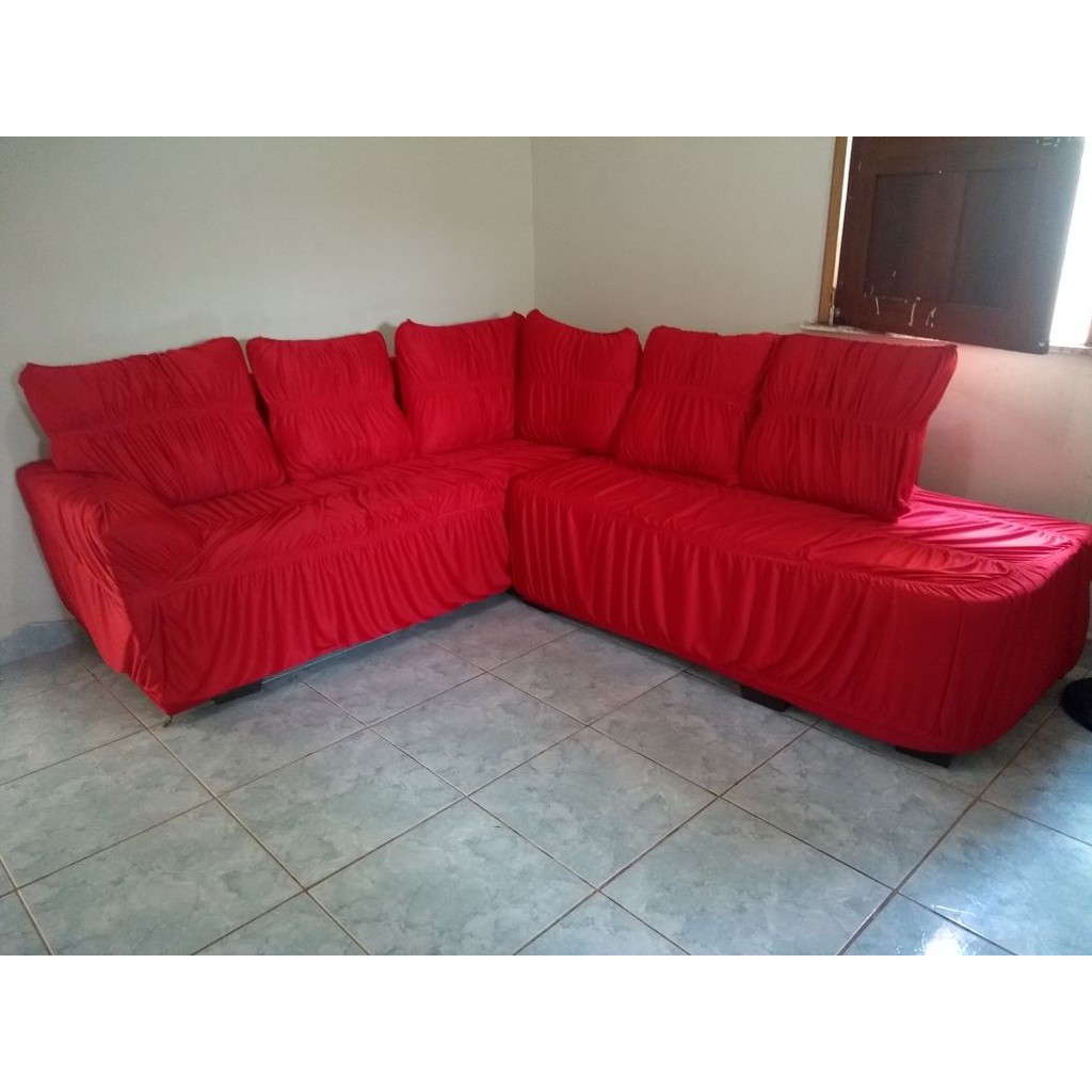 Capa de sofá de canto com 6 capas e almofadas braço lado direito | Shopee  Brasil