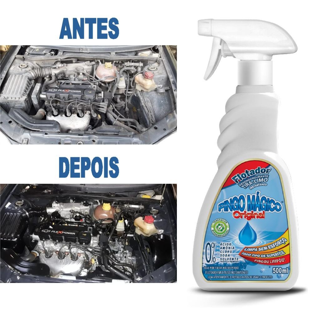 Limpa Motor Carro Moto Sem Agredir - Pingo Mágico 500ml | Shopee Brasil