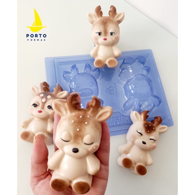 1~5 Forma silicone 3 partes chocolate cervo de natal Porto cod p1000 em Oferta na Shopee