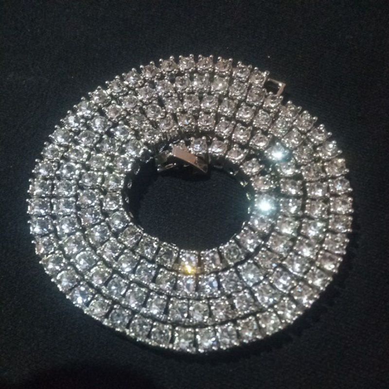 Collana Catena Hip Hop Rapper Con Ciondolo Ghiacciato - Cubic Zirconia E Placcato Oro Bianco