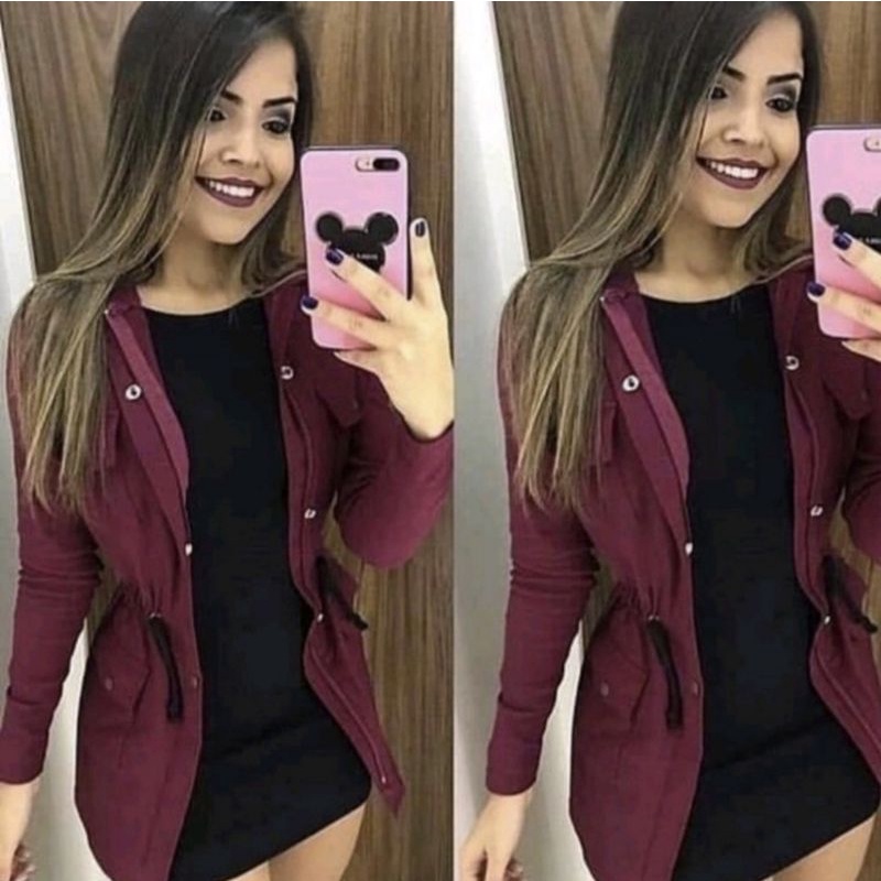 Jaqueta Inverno Casaco Sobretudo Parka Bengaline Feminino Frio Modinha