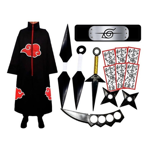Kit Kunai Capa Manto Akatsuki Tecido De Alta Qualidade