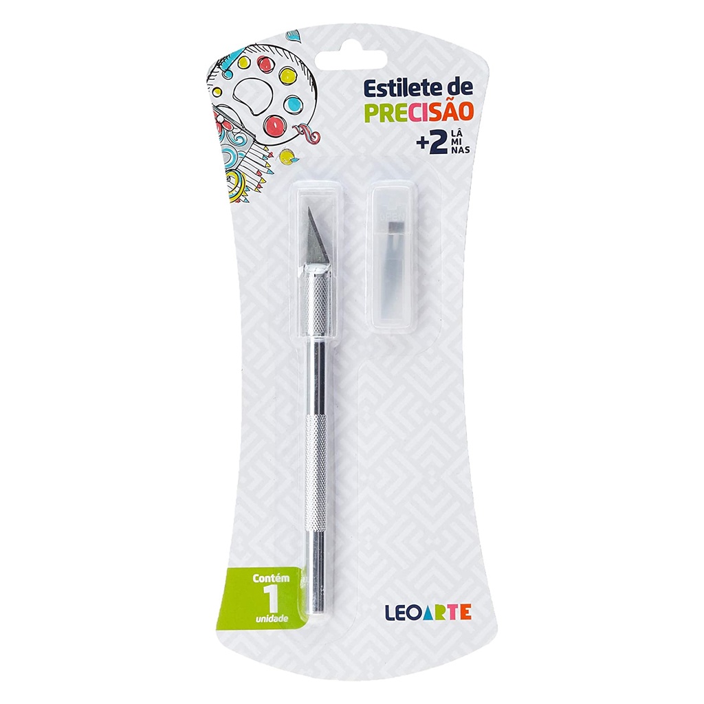 Estilete de Precisão Tipo Bisturi com 3 Laminas Uso Artistico