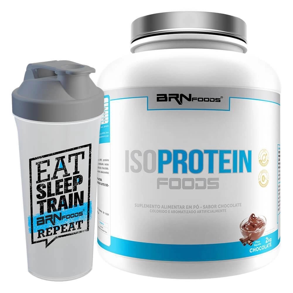 KIT Whey Protein Iso Protein 2kg + Coqueteleira 600ml - BRN FOODS - Proteínas Isoladas