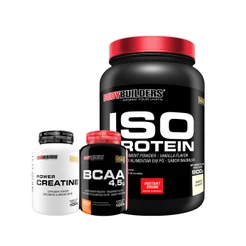 Kit Suplemento de Proteína Isolada Iso Protein 900g + BCAA 100g + Power Creatina 100g - Bodybuilders