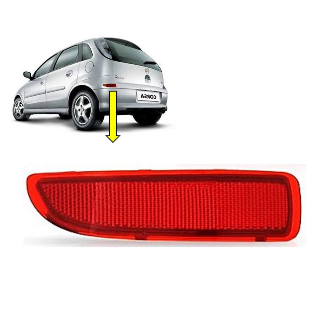 Refletor Para-choque Traseiro Chevrolet Corsa Hatch 2003 à 2014 Rubi Lado Esquerdo Lado do Motorista