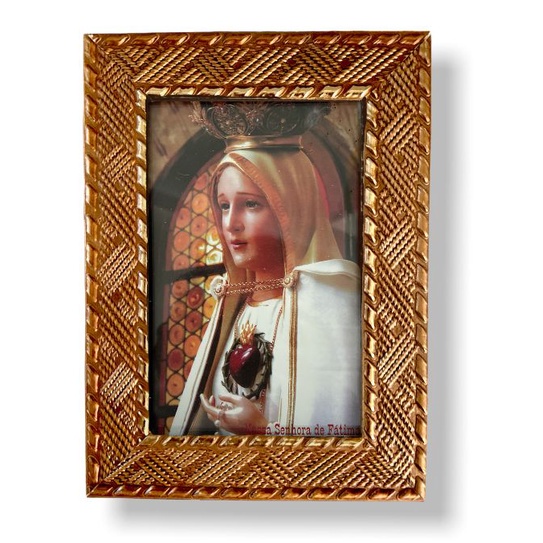 Quadro Nossa Senhora de Fatima Pequeno Vidro Decoração 20x15