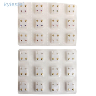 Kyl 12 Pares Brincos Hipoalergênico Dourado / Conjunto De Brincos De Piercing 3mm Jóias Cz