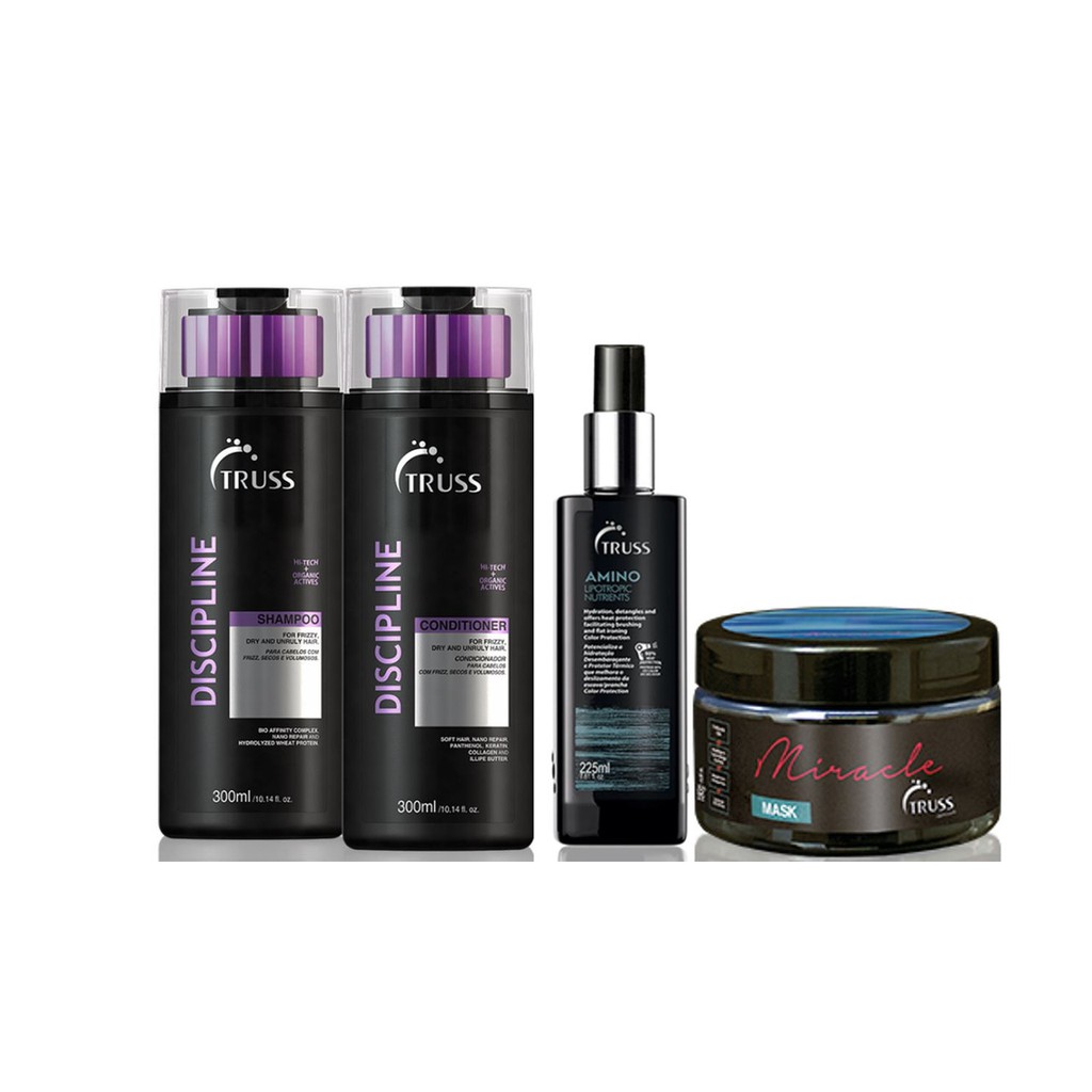 Truss Discipline Shampoo e Condicionador e Amino e Máscara Miracle