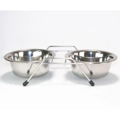 Comedouro E Bebedouro Duplo Inox Nº2 Para Cães E Gatos Chalesco