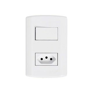 Interruptor 1 Tecla Simples + Tomada 20A 250V 4x2 Pluzie Pluzi Modular