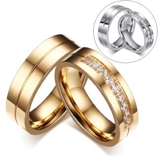 Charme Homens Mulheres Moda Diamante De Cristal Prata Titanium Wedding Engagement Anéis Casal