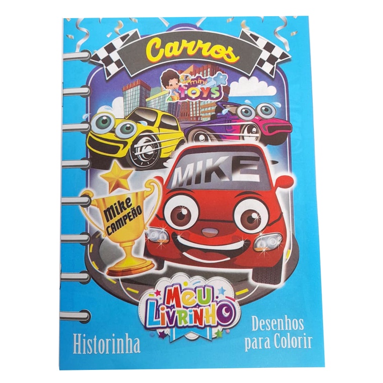 MINI LIVRINHO PARA COLORIR CARROS INFANTIL COM HISTORINHA