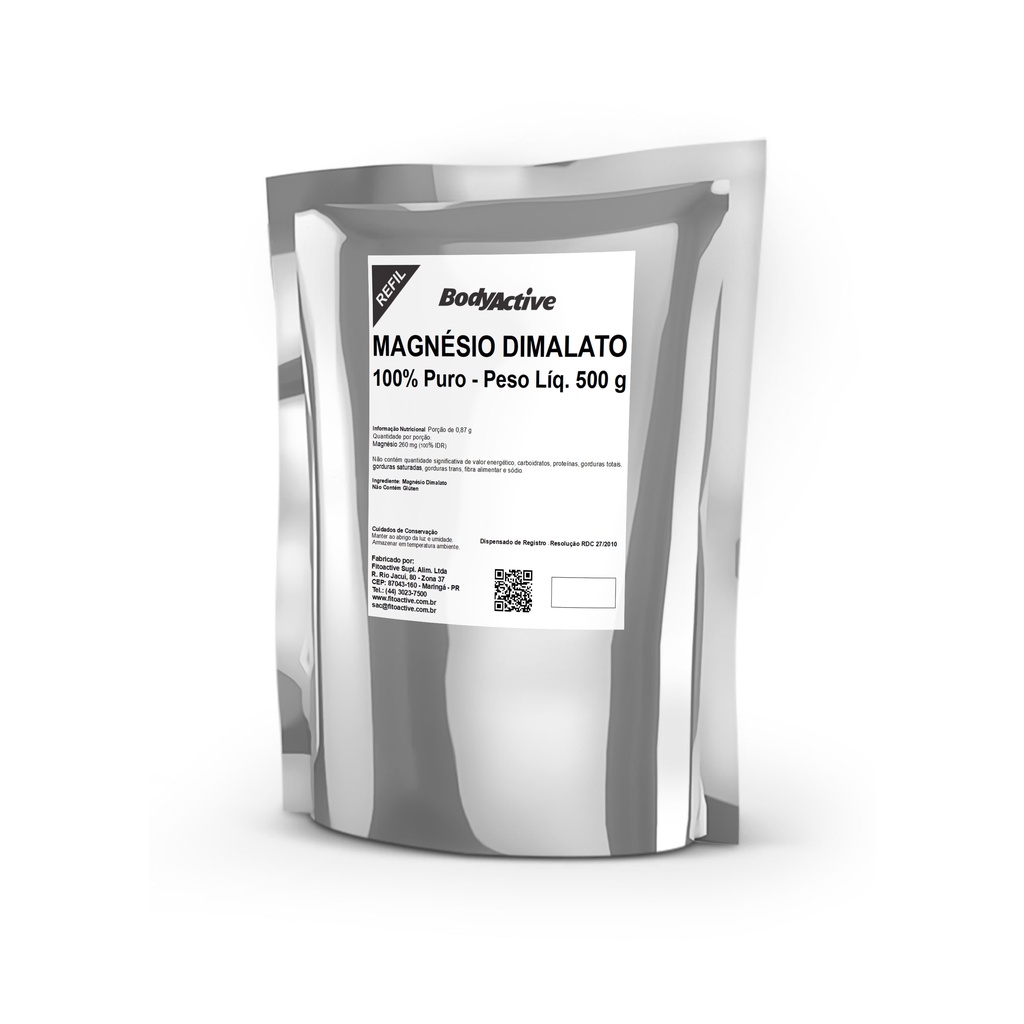 Magnésio Dimalato 500 G 100% Puro Refil Bodyactive