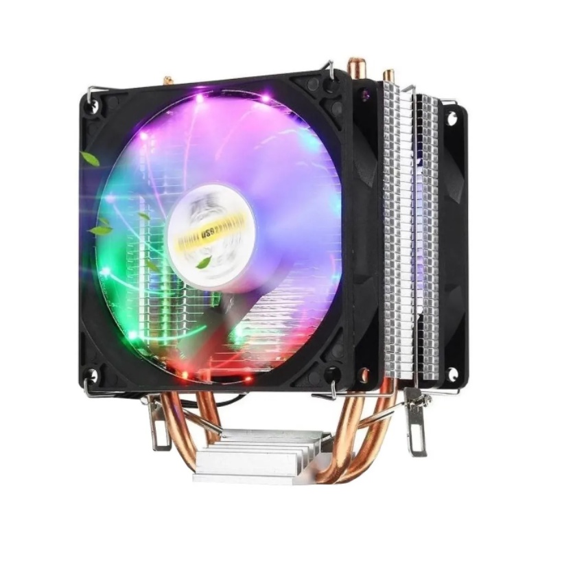 Cooler Duplo Led RGB Cpu Dual Fan Pc Intel Amd 775 1366 1151 1155 1156 AM2 AM3 AM4 T20 DK-34