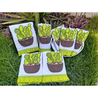 Pano de Prato Bordado Premium Grande Kit 5Peças SORTIDO em Oferta na Shopee