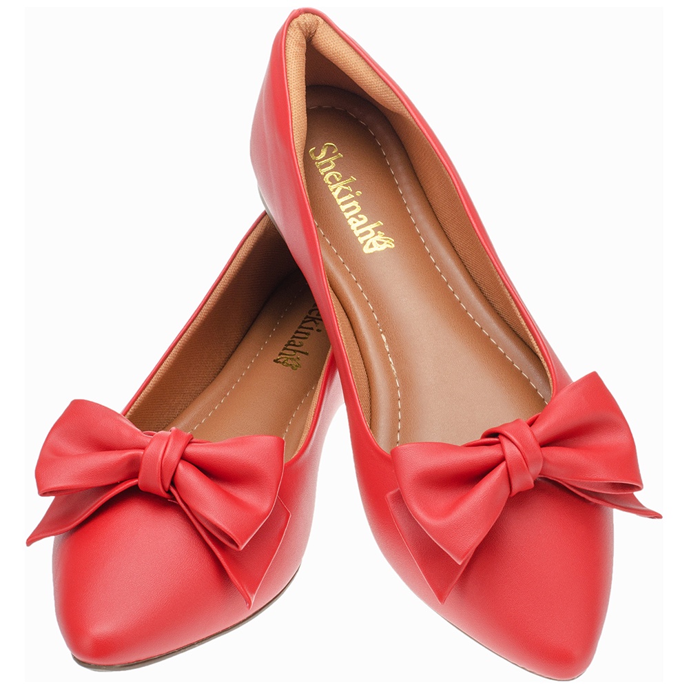 Sapatilha Feminina Bico Fino Casual Confortável Shekinah Promoçao com Enfeite de Laço - Women Shoes