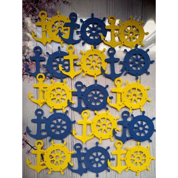 20 Apliques Leme ou Âncora  de 7cm em EVA liso decoração de Bolo Fake e Lembrancinhas Marinheiro Mar Praia
