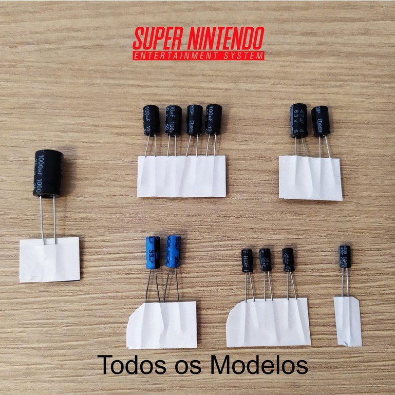 Kit Capacitores Novos Recap Todos os Modelos e Revisões Super Nintendo SNES Baby