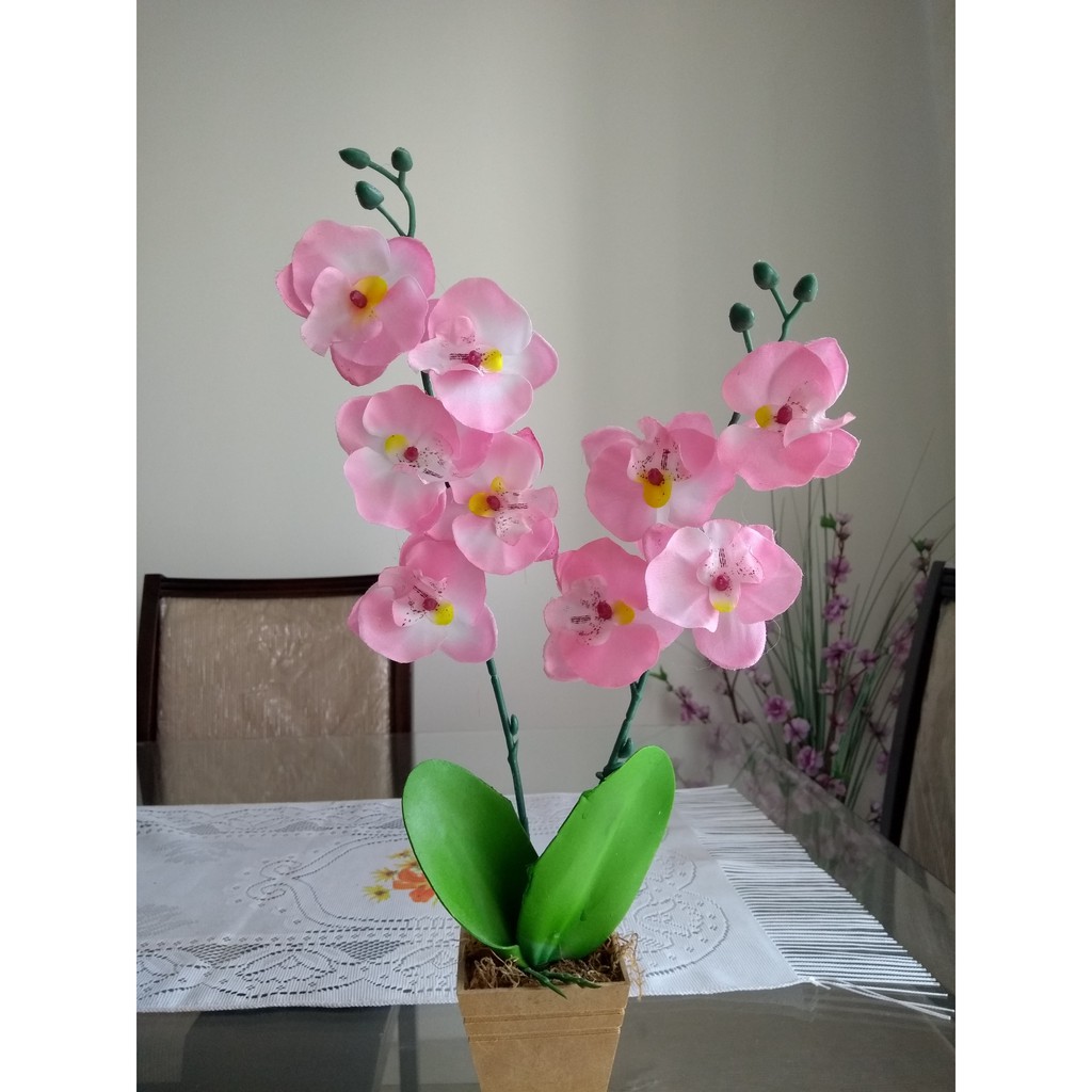 Arranjo De Flores Artificial Orquidea - Vaso - Decoração - Rosa | Shopee  Brasil