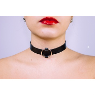 Choker  SUELEN  Gargantilha em Couro Vegano com Argola em metal em Oferta na Shopee