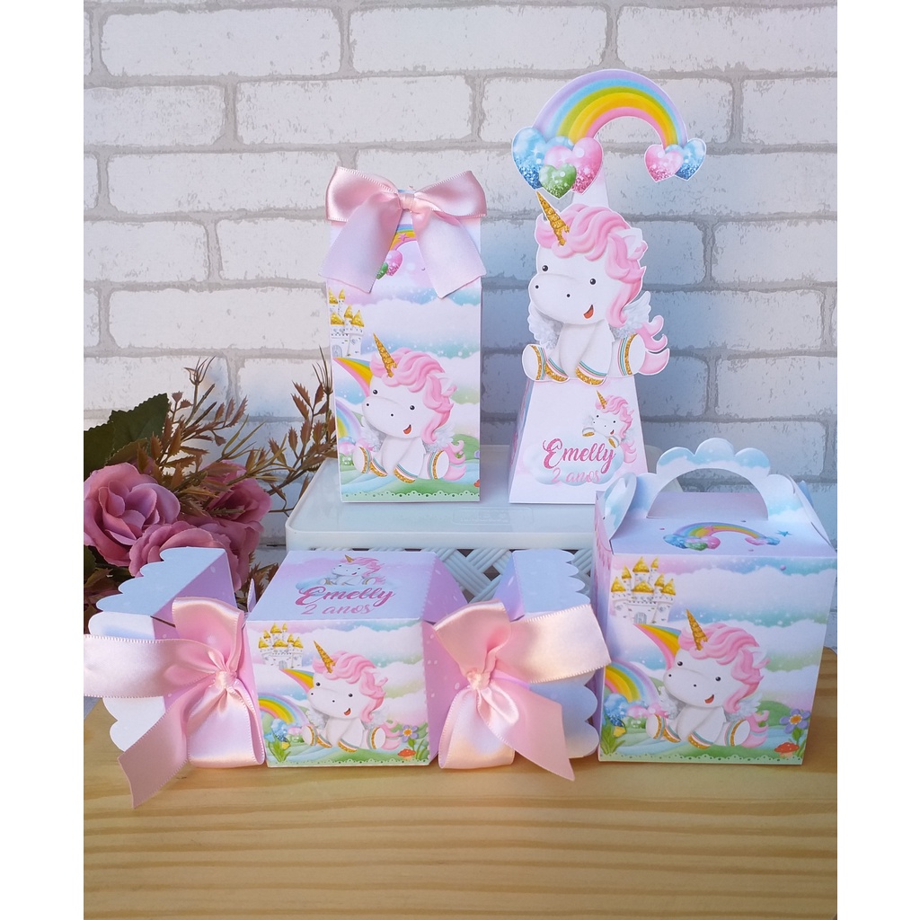 Kit Festa Unicórnio | Personalizados | Aniversários | Papelaria Personalizada | caixinhas | Lembrancinhas