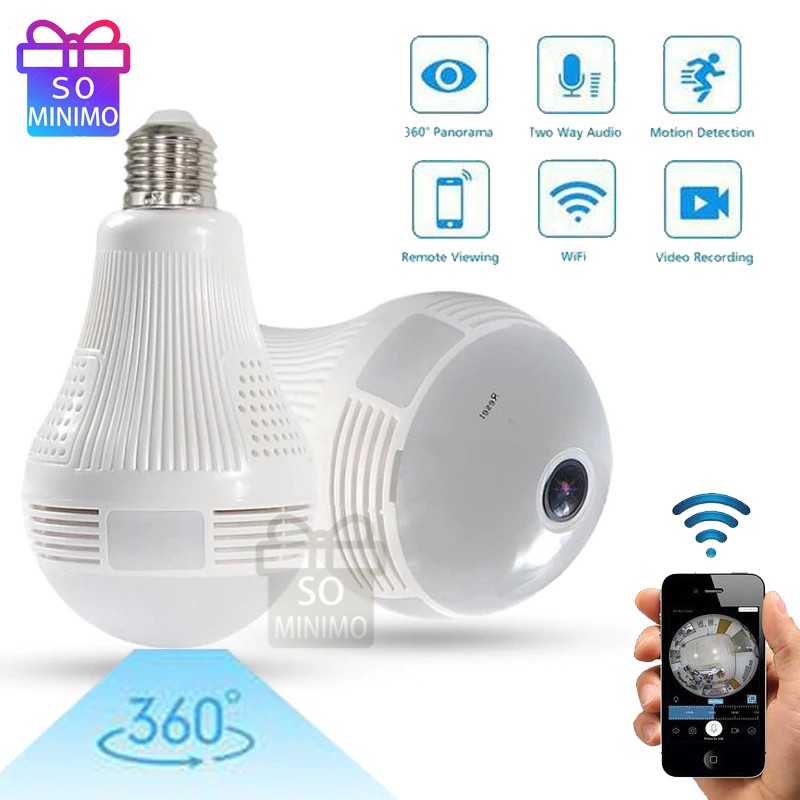 Escam qp136 1080p lâmpada wi fi ip câmera de segurança 360 graus panorâmica h.264 infravermelho interior detecção movimento