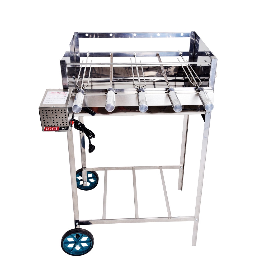 Churrasqueira Portátil com Rodinha e Grill Giratório 5 Espetos Issi Grill
