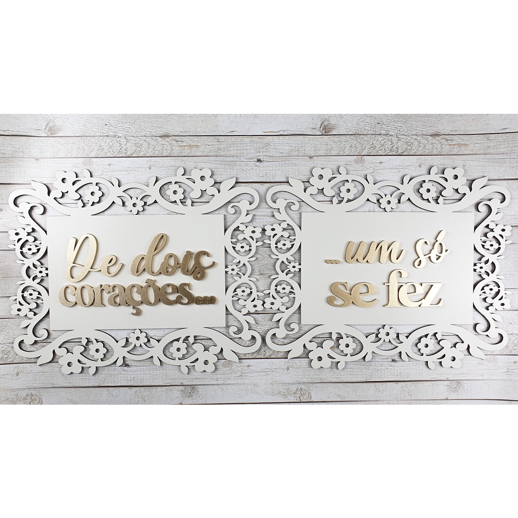 2 Placas De Cadeira Dos Noivos Casamento - De Dois Corações- um so fez