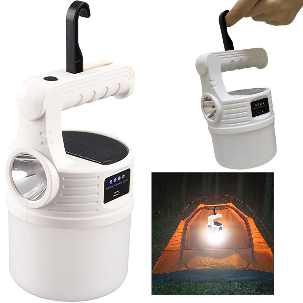 Luminaria Solar Lanterna Dupla Fonte de Luz Led 2 em 1 Camping Portatil Iluminaçao Noturna Externa Acampamento Emergencia SOS Rua Segurança