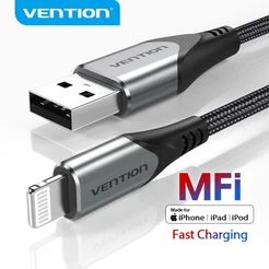 VENTION Cabo Relâmpago USB 2.0 Certificado MFi Carregamento Rápido 2.4A 480Mbps Para Telefone
