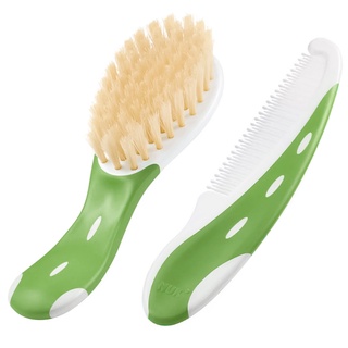Kit Higiene Bebê Escova e Pente de Cabelo Cerdas Macias Naturais +0 Meses Nuk