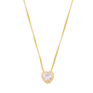 Colar Feminino Ponto de Luz Coração Amoeto Banho Ouro 18k