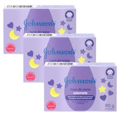 Kit com 3 Sabonetes Barra Hora Do Sono Johnson's Baby 80g