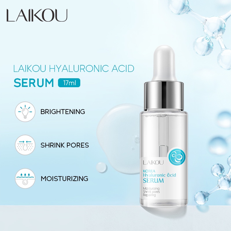 Sérum de ácido hialurônico LAIKOU hidratante redutor de poros removedor de espinhas reparo da maciez da pele 17ml