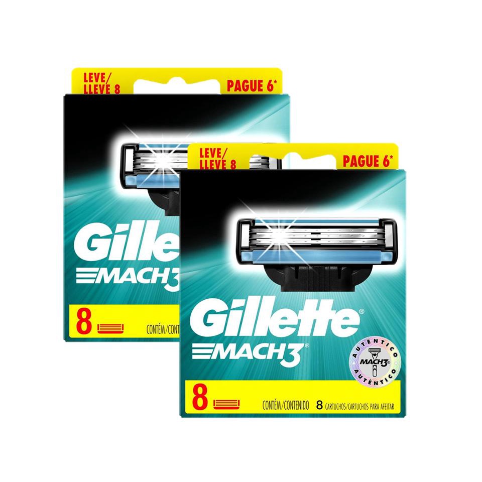 Kit com 16 Cargas Gillette Mach3 Regular em Oferta na Shopee