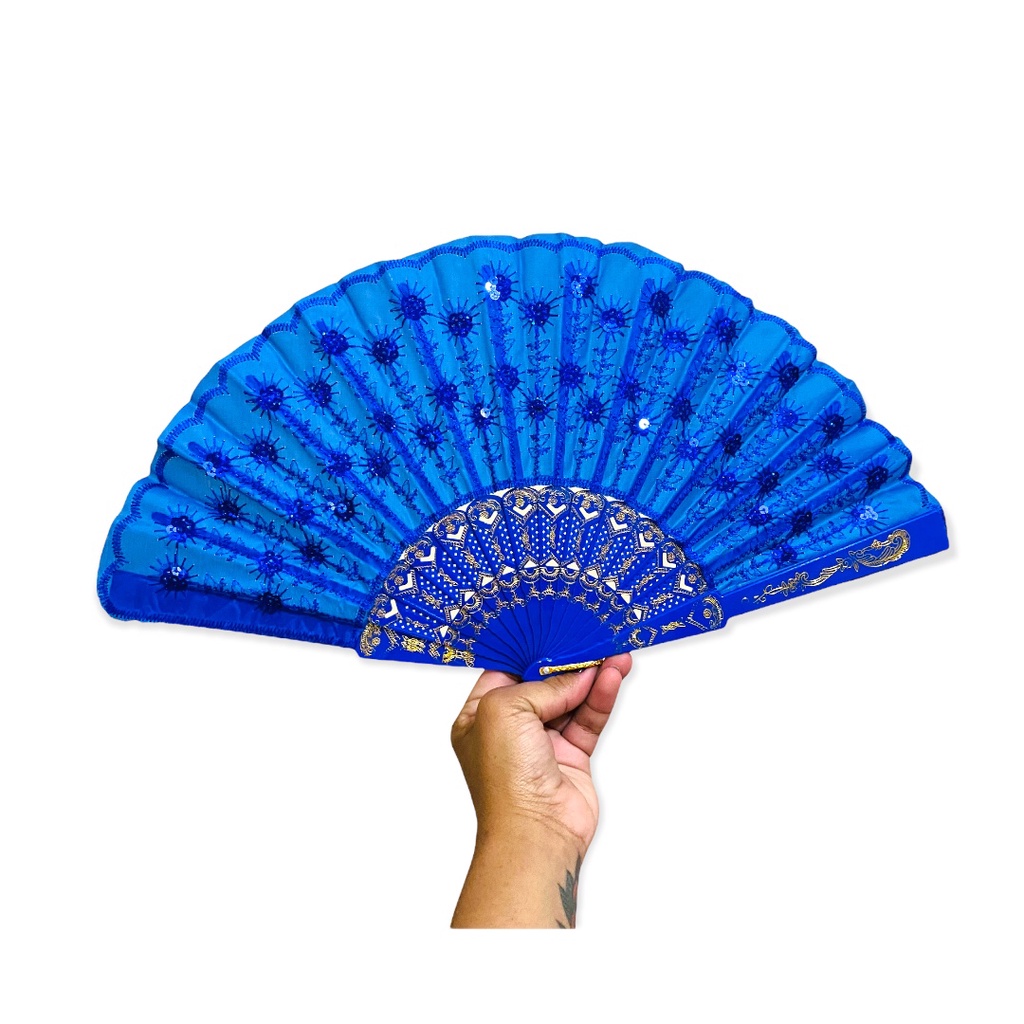 Leque Cigana Paetê Azul Candomblé Umbanda Promoção