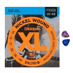 Encordoamento Guitarra EXL110-B D'addário .010 + 2 Palhetas
