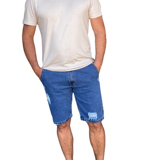 Bermuda JEANS Masculina Jeans Destroyed/Bermuda Jeans Rasgadinha/Tendecia 100%algodao