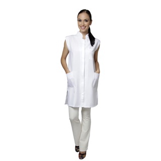 Jaleco Modelo Greice Oxford Feminino Longo Sem Manga