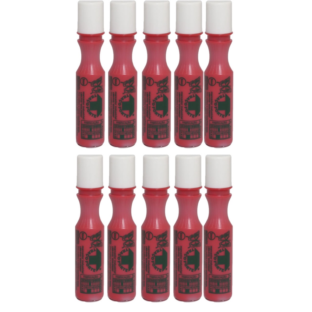 Kit 10 Marcador Industrial Vermelho 60ml 2mm Traço Forte Baden Resistente em Oferta na Shopee
