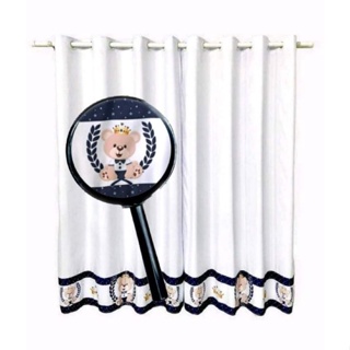 Cortina Urso Principe Branco com Azul Marinho Quarto de Nenem Infantil 2,60 L x 1,70 A em Oferta na Shopee