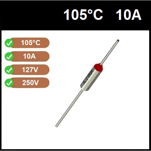 5 Fusível Térmico 10A 105C 105°C 105 Graus 250V