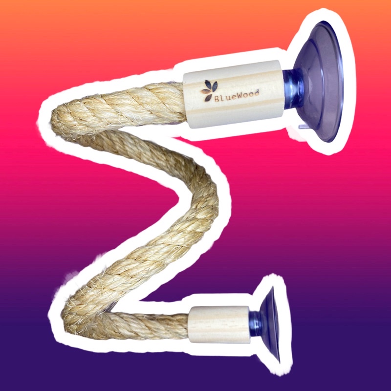 Poleiro flexível com ventosa de corda de sisal para aves BlueWood