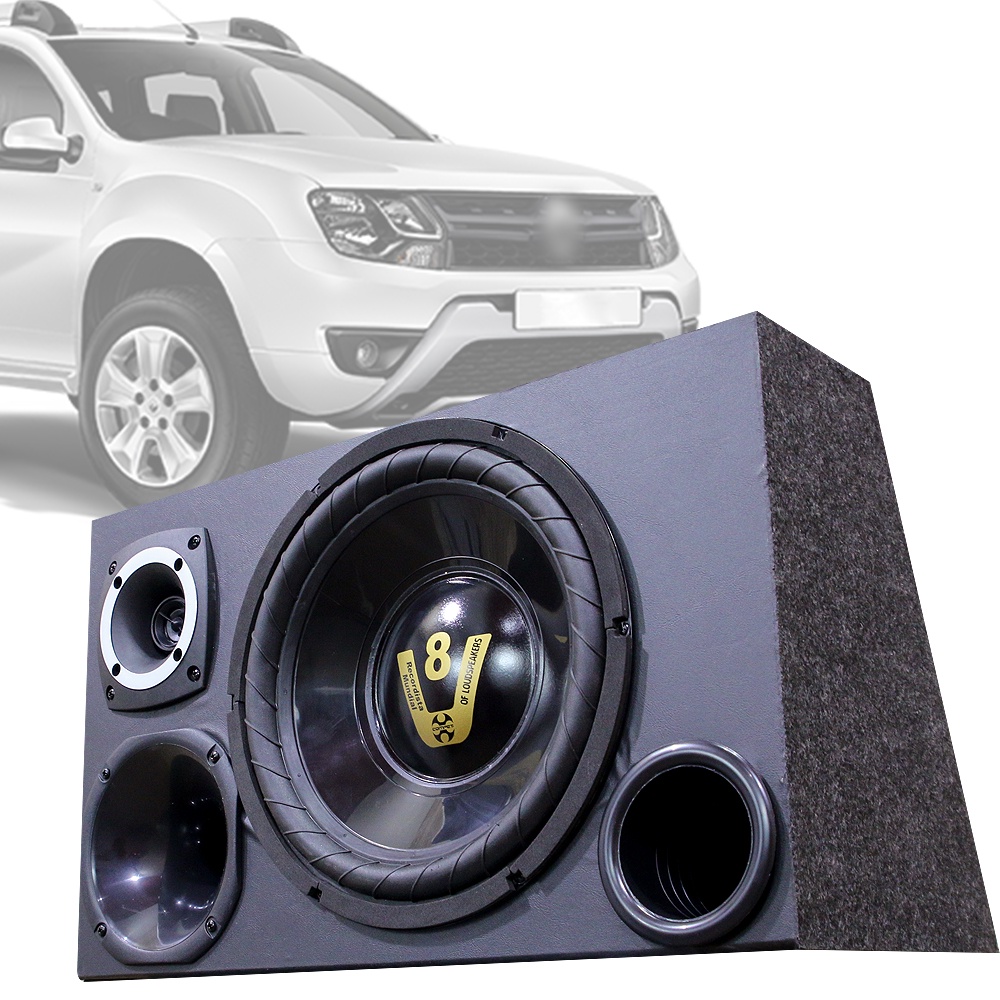 Caixa Trio Som Automotivo Trio Completa Subwoofer Renault Duster Oroch