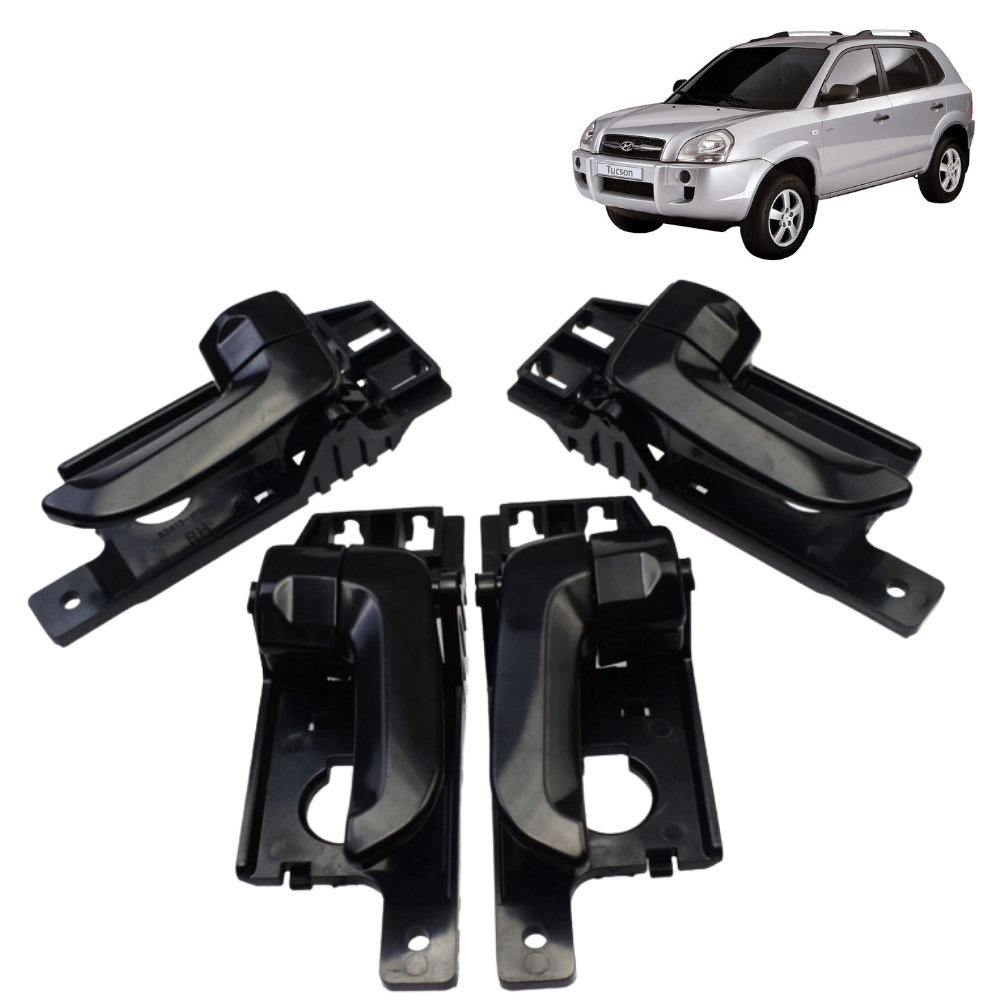 KIT JG 4 Puxador Macaneta Interna Hyundai Tucson Cor Preta