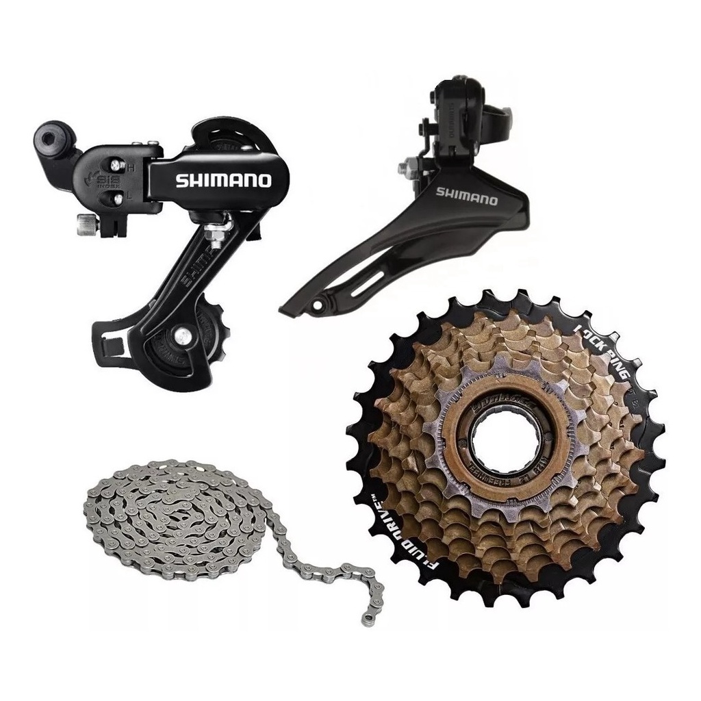 Kit Shimano 21v Tz Relação Câmbios + Catraca + Corrente Bike em Oferta na Shopee