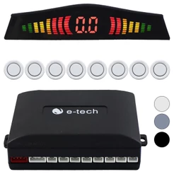 Sensor Estacionamento Ré 8 Pontos E-Tech Universal Dianteiro Traseiro Display Led Kit