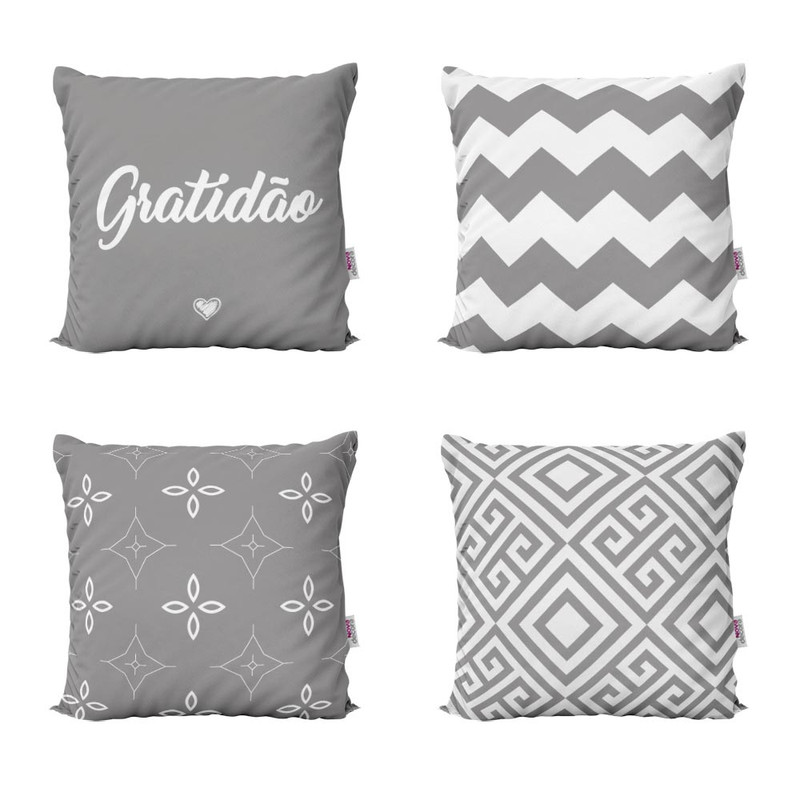Capas de Almofadas Cinza Gratidão Decorativas Para Sofá 40x40 - Novadecora em Oferta na Shopee